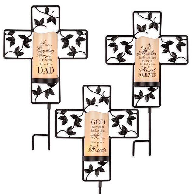 Gerson Cross with Resin Candle Yard Stake 1 pk, Pack of 6
