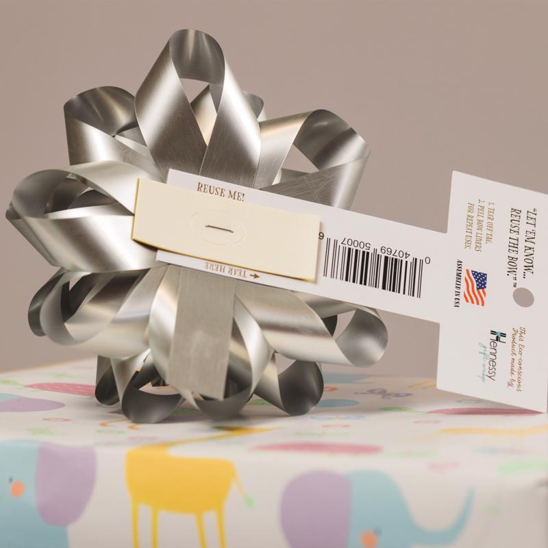 Hennessy Gift Wrap Repeat-A-Bow White Gift Bows, Pack of 4