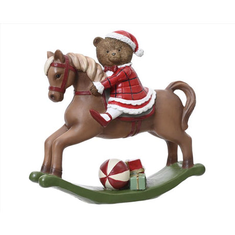 Decoris Multicolored Bear Rocking Horse Table Decor 8 in., Pack of 4
