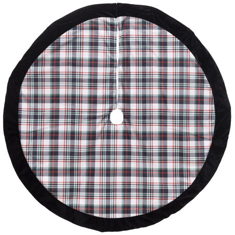 Dyno Cream/Black Plaid Print Tree Skirt, Pack of 4