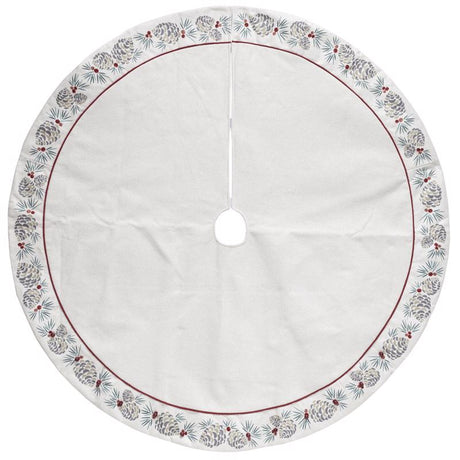 Dyno Ivory/Red Faux Pine Cone Tree Skirt, Pack of 4