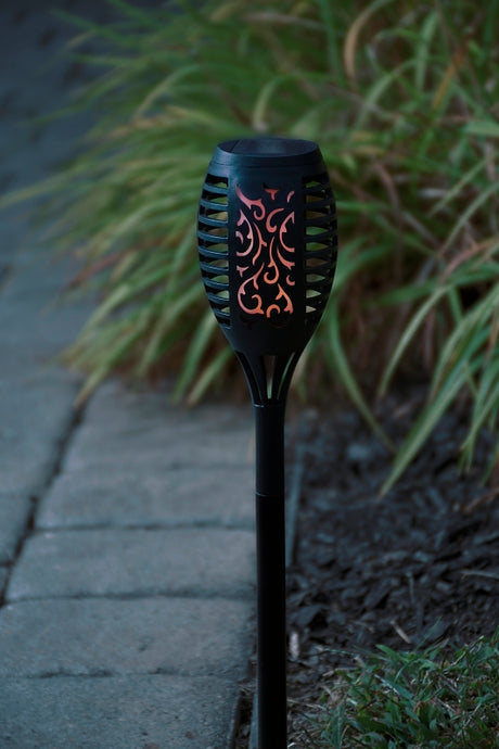 Boston Harbor 26076 Solar TIKI Torch, Nickel-Metal Hydride Battery, AA Battery, 32-Lamp, Plastic Fixture, Black, Pack of 12