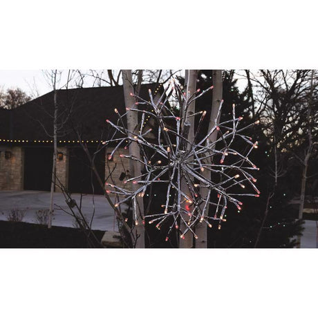 Celebrations LED Red/White Shimmering Sphere 16 in. Hanging Decor