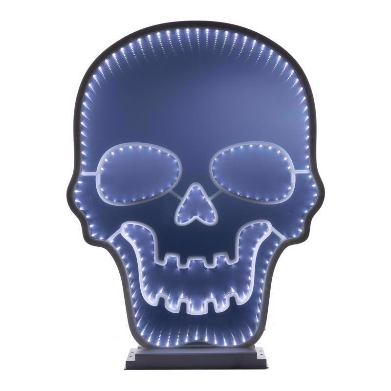 Celebrations Halloween White 23 in. LED Prelit Skull Infinity Halloween Decor