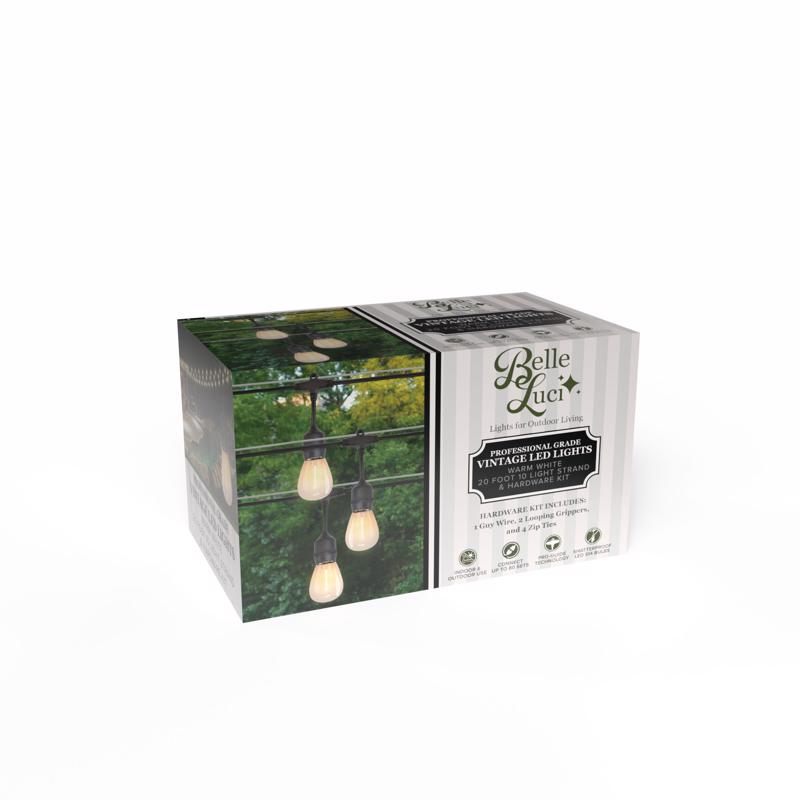 Belle Luci LED Patio Light Set Warm White 18 ft. 10 lights