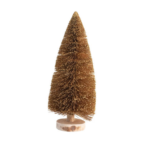 Creative Co-Op Vintage Christmas Gold Bottle Brush Tree Table Decor 12 in., Pack of 6