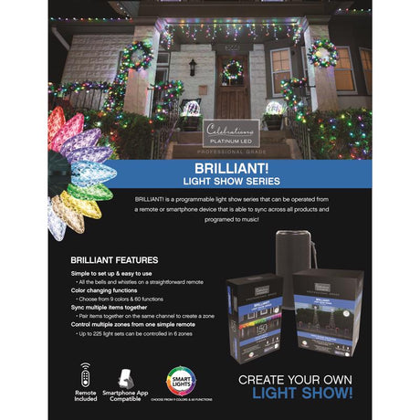 Celebrations Platinum LED RGBW 12 ct Smart-Enabled Christmas Lights Add On