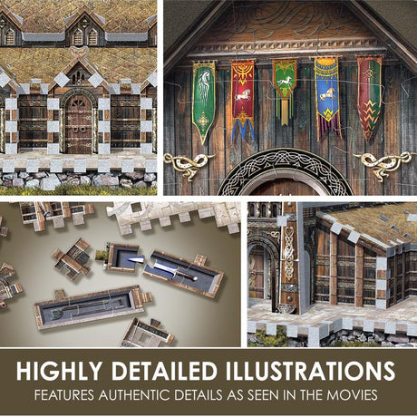 Wrebbit3D The Lord of the Rings Golden Hall-Edoras 3D Jigsaw Puzzle Multicolored 445 pc