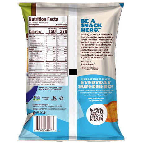 Jackson's Farmhouse Ranch Kettle Cooked Potato Chips 2.5 oz Bagged, Pack of 8