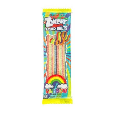 Zweet Sour Rainbow Belts Licorice Candy 0.7 oz, Pack of 24