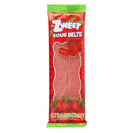 Zweet Sour Strawberry Belts Licorice Candy 0.7 oz, Pack of 24