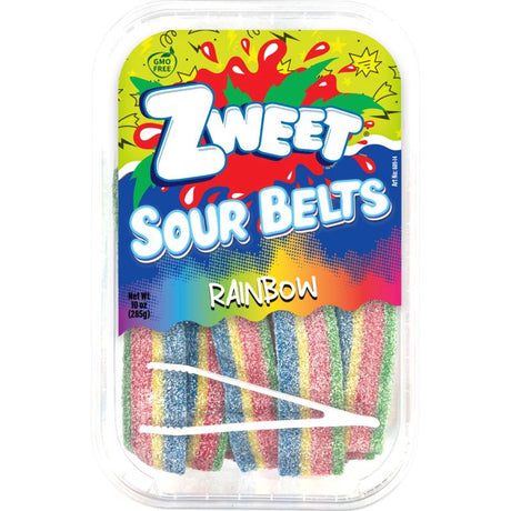 Zweet Sour Rainbow Belts Licorice Candy 10 oz, Pack of 6