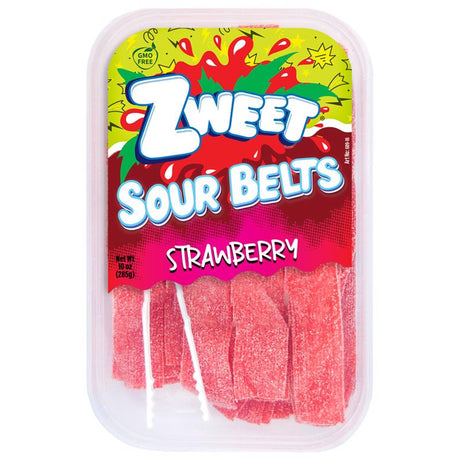 Zweet Strawberry Sour Belts Licorice Candy 10 oz, Pack of 6