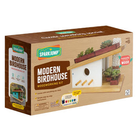 SparkJump Modern Birdhouse Woodworking Kit