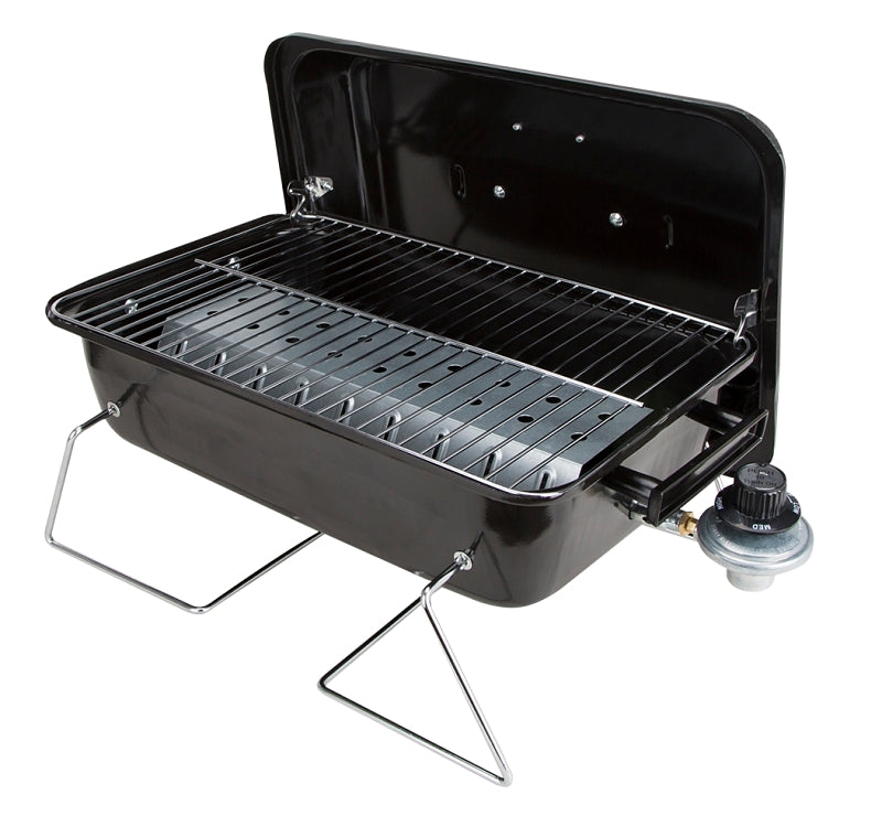 Omaha YL1081 Portable Gas Grill, 1-Grate, 168 sq-in Primary Cooking Surface, Black, Steel Body
