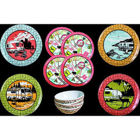 JR Products Camp Casual CC001 RV Camping 12 Piece Outdoor Dinnerware Dish Set