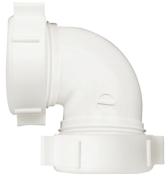 Plumb Pak PP55-5W Drain Pipe Elbow, 1-1/2 in, Slip-Joint, Polypropylene, White