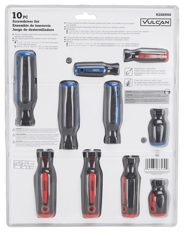 Vulcan SD-SET-7 Screwdriver Set, 10-Piece, Blue/Red