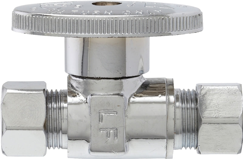 Plumb Pak PP2071LF Shut-Off Valve, Straight, 3/8 x 3/8 in Connection, Compression, Brass Body