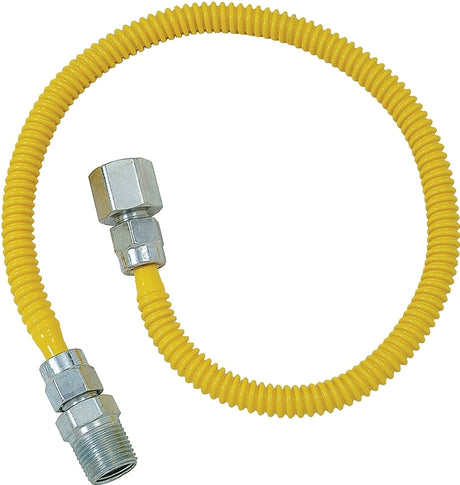BrassCraft ProCoat Series CSSD54-24 Gas Connector, 1/2 in, Stainless Steel, 24 in L