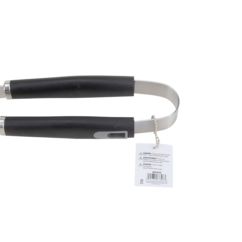 Omaha BBQ-22779-06 BBQ Tongs, 1.5 mm, Stainless Steel Blade, Stainless Steel, Plastic Handle, Straight Handle, 16 in OAL