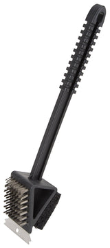 Omaha BBQ-37126 2-Way Grill Brush/Scrubber, 2-3/8 in L Brush, 2-1/4 in W Brush, Stainless Steel Bristle, Plastic Handle