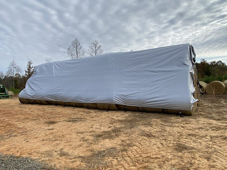 Dize Weathermaster HD3348 Hay Bale Cover, 33 ft L, 48 ft W, Polyethylene, Black/Silver