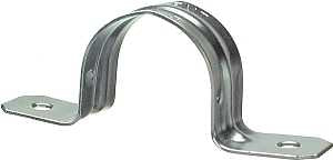 Halex 61615B 2-Hole EMT Conduit Strap, 1-1/2 in, 1-1/2 in L, Steel, Galvanized, 25/BX