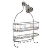 iDesign York Lyra Jumbo 4 in. H X 16 in. W X 23 in. L Satin Nickel Silver Shower Caddy