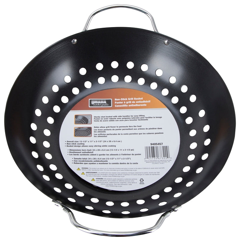 Omaha BBQ-33002 Grill Basket, Steel, Black, Non-Stick, Pack of 6