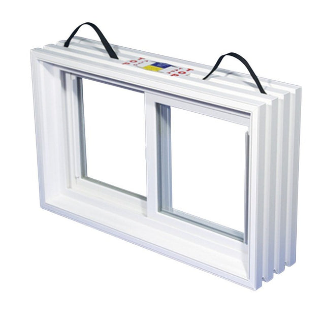 Duo-Corp Place-N-Pour 3216SLDF10 Slider Window, 31-7/8 in W Actual, 16 in H Actual, Glass Glass/Screen, Vinyl Frame