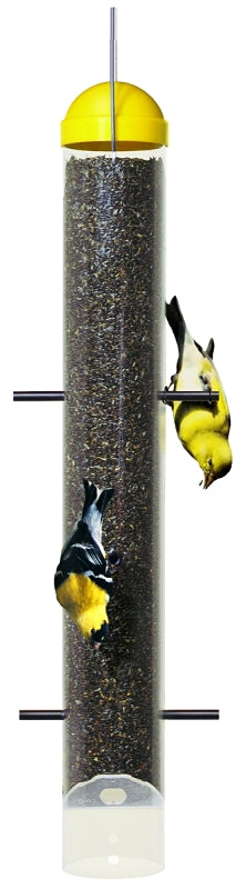 Perky-Pet 399 Thistle Bird Feeder, 19-1/4 in H, 2 lb, Plastic, Bright Yellow/Clear, Hanging