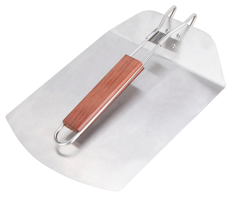 Omaha BBQ-37240B Pizza Spatula, 9-1/2 in W Blade, 1.0 mm, Stainless Steel Blade, Stainless Steel, Wood Handle