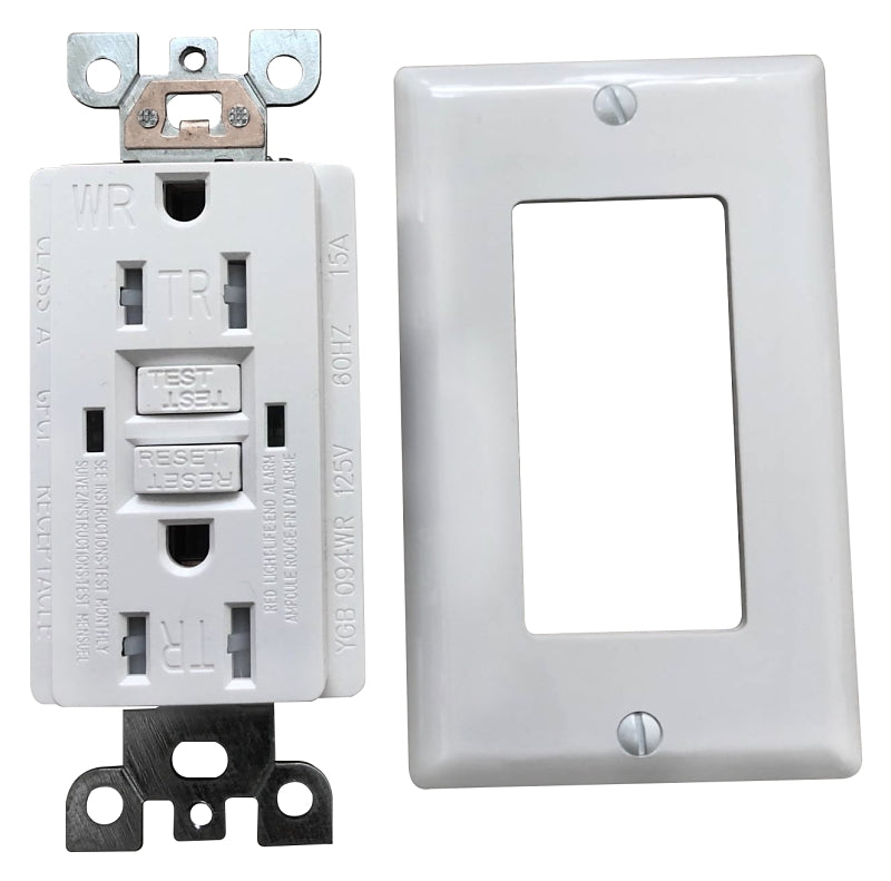 Genmax TRWR15WST GFCI Tamper & Weather Resistant Self-Test Receptacle, 15 A, White