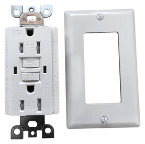 Genmax TRWR15WST GFCI Tamper & Weather Resistant Self-Test Receptacle, 15 A, White
