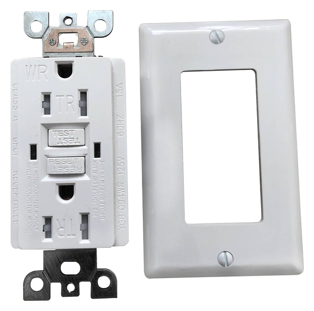 Genmax TRWR15WST GFCI Tamper & Weather Resistant Self-Test Receptacle, 15 A, White