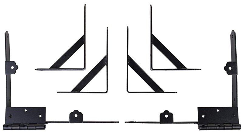 Nuvo Iron GCBHK01 Gate Corner Brace and Hinge Kit, Steel, Black, Galvanized /Powder-Coated, 8-Piece