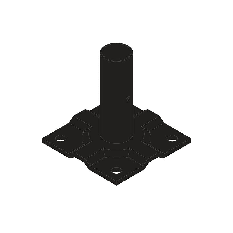 Nuvo Iron QFSM3 Surface Mount Plate, Metal, Black, Painted, For: 1 in Quick-Fence Posts