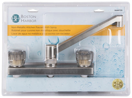 Boston Harbor JY8201SBN Kitchen Faucet, 1.8 gpm, 2-Faucet Handle, Brushed Nickel