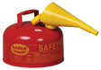 Eagle UI-20-FS Gas Can with Funnel, 2 gal, Steel, Red