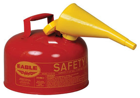 Eagle UI-20-FS Gas Can with Funnel, 2 gal, Steel, Red
