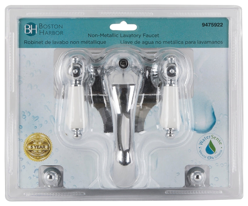 Boston Harbor PF4232 Lavatory Faucet, 1.5 gpm, 2-Faucet Handle, ABS, Chrome Plated, Lever Handle