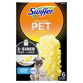 Swiffer 79889 Duster Pet Refill with Febreze Odor Defense, Fiber Head, White/Yellow