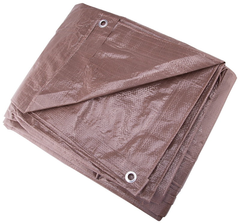 ProSource T0810BB90-BRN Tarpaulin, 10 ft L, 8 ft W, 5 mil Thick, Polyethylene, Brown