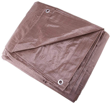 ProSource T0810BB90-BRN Tarpaulin, 10 ft L, 8 ft W, 5 mil Thick, Polyethylene, Brown