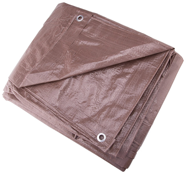ProSource T0810BB90-BRN Tarpaulin, 10 ft L, 8 ft W, 5 mil Thick, Polyethylene, Brown