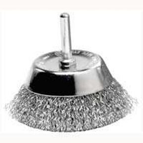 Weiler 36417 Wire Cup Brush, 1-3/4 in Dia, 1/4 in Arbor/Shank, Crimped Bristle, Steel Bristle
