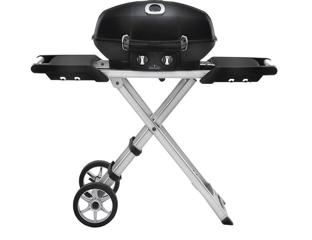 Napoleon TravelQ Pro Series PRO285X-BK Gas Grill with Scissor Cart, 12,000 Btu, Propane, 2-Burner, Black