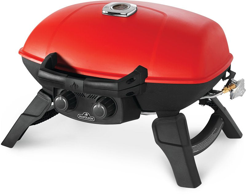 Napoleon TRAVELQ 285 Series TQ285-RD-1-A Gas Grill with Griddle, 12,000 Btu, Liquid Propane, 2-Burner, Red