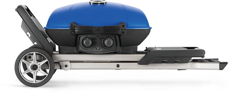 Napoleon TRAVELQ 285X Series TQ285X-BL-1 Portable Gas Grill with Scissor Cart, 12,000 Btu, Liquid Propane, 2-Burner